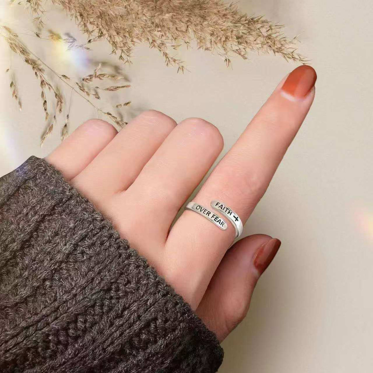FAITH OVER FEAR  Adjustable Ring