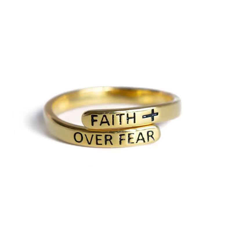 FAITH OVER FEAR  Adjustable Ring