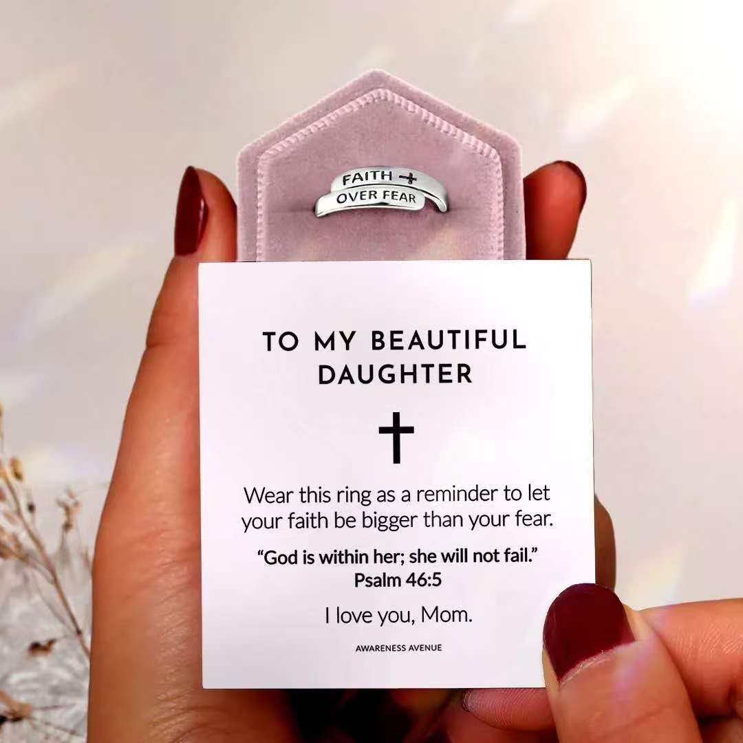 FAITH OVER FEAR  Adjustable Ring