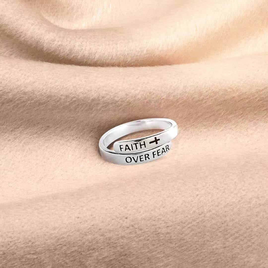 FAITH OVER FEAR  Adjustable Ring